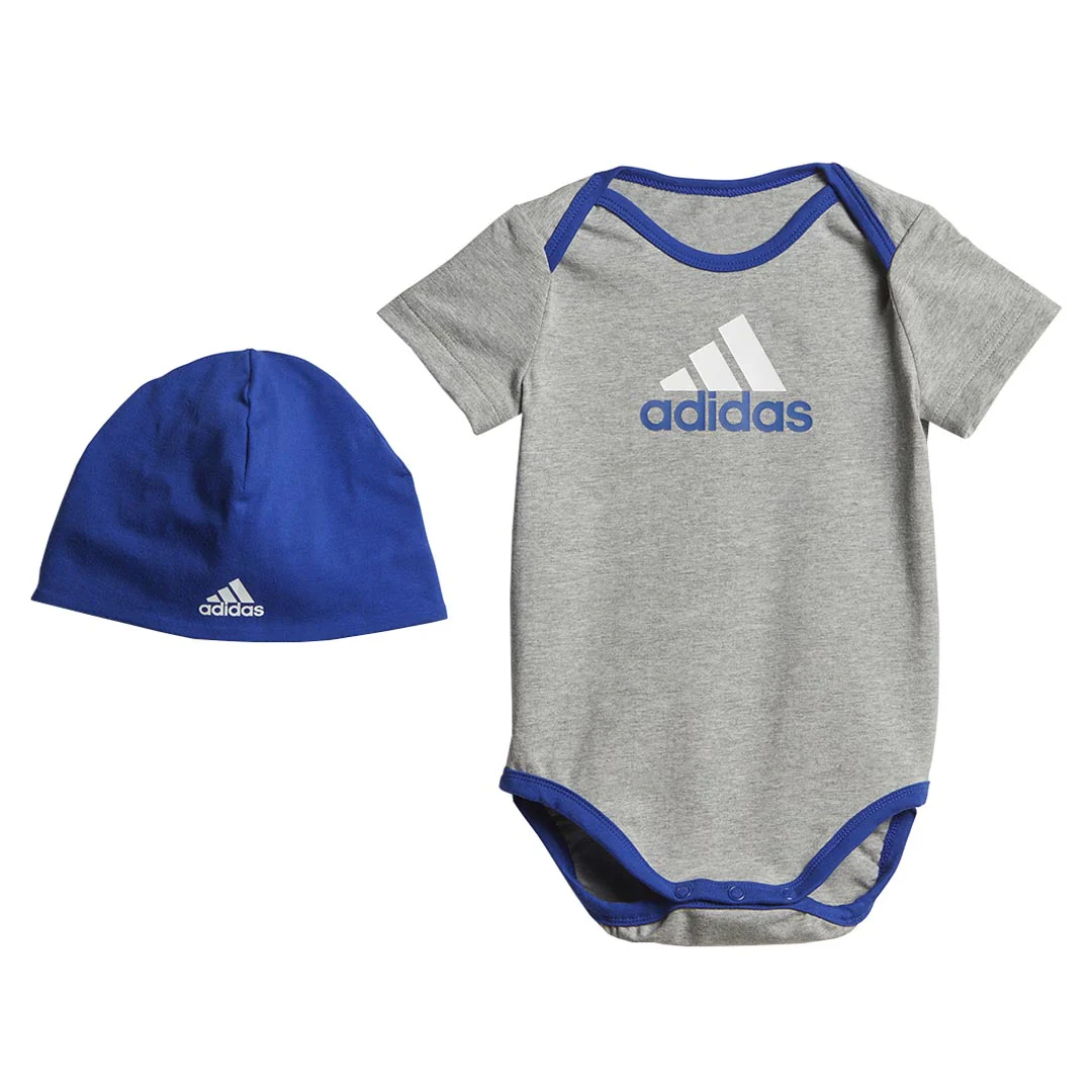 adidas - Kids' (Toddler) Essentials Big Logo Bodysuit & Beanie Gift Set (IJ8877)