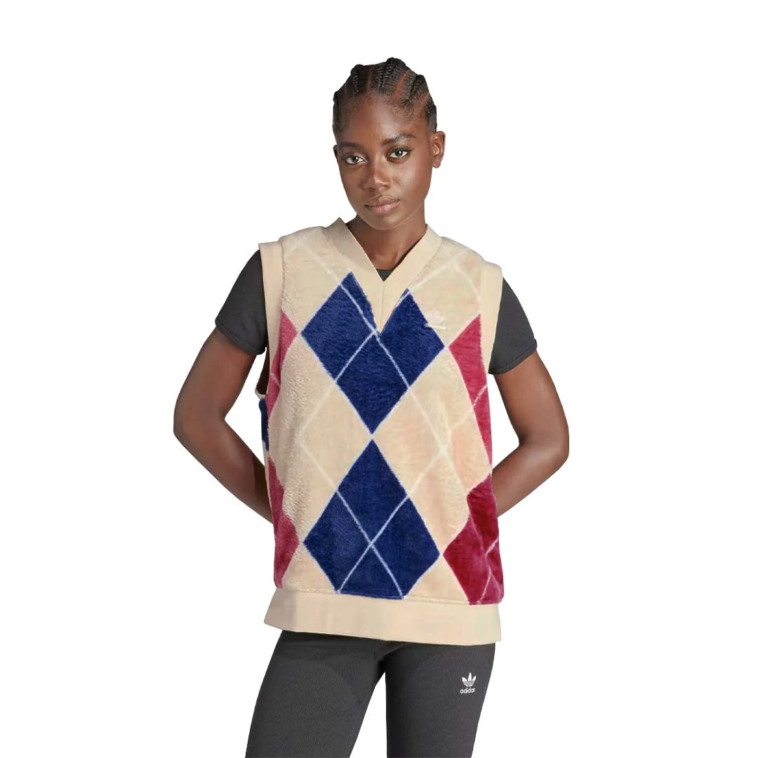 adidas - Women's Argyle Fluffy V-Neck Vest (II5635) - Image 2