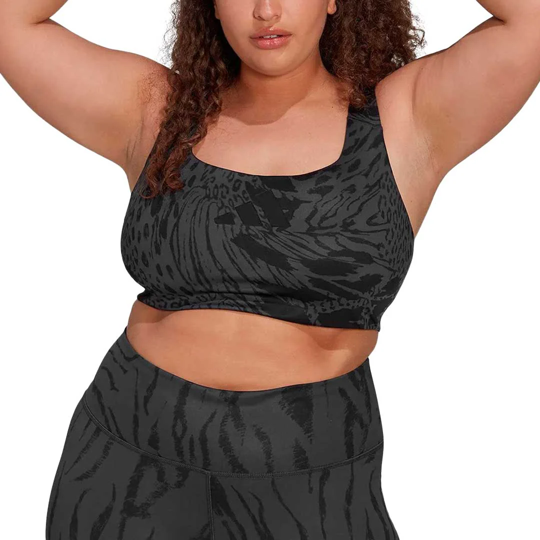 adidas - Women's Powerimpact Training Medium-Support Allover Print Bra (Plus Size) (HJ9751) - Image 2