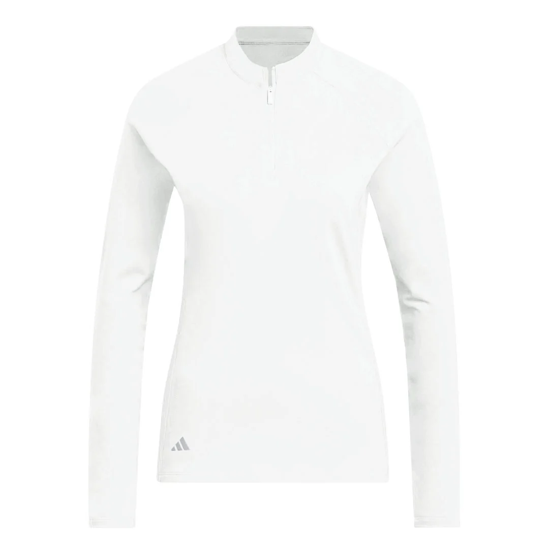 adidas - Women's Solid Long Sleeve 1/4 Zip Polos (HY3973)