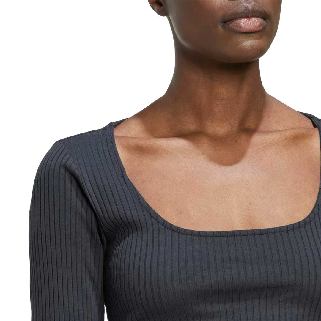 adidas - Women's Studio Lounge Ribbed Cropped Long Sleeve T-Shirt (HH8502) - Image 6