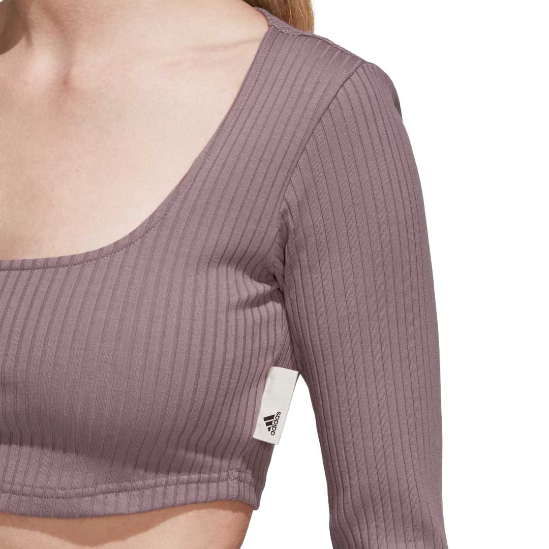 adidas - Women's Studio Lounge Ribbed Cropped T-Shirt (HH8500) - Image 4