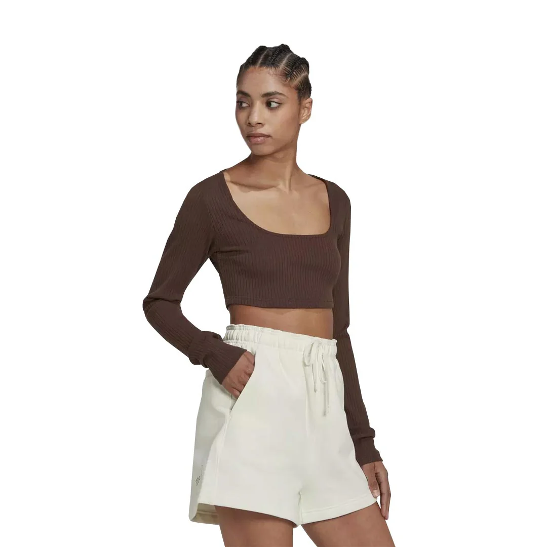 adidas - Women's Studio Lounge Ribbed Cropped T-Shirt (HN0678) - Image 3