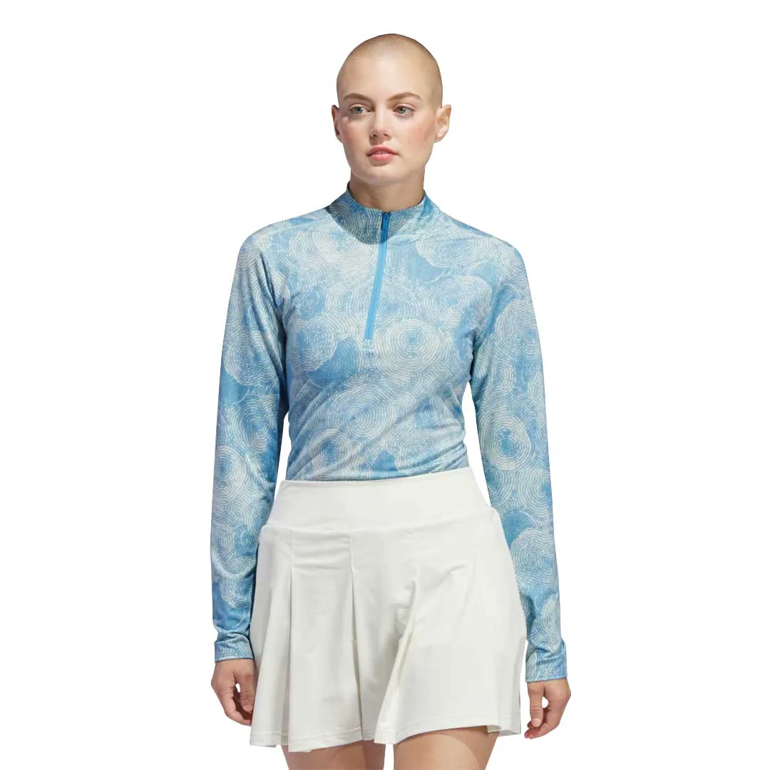 adidas - Women's Ultimate365 Printed 1/4 Zip Mock-Neck Long Sleeve Polo (IP4257) - Image 2