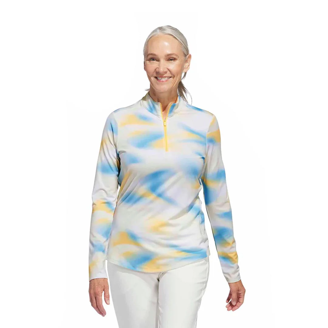 adidas - Women's Ultimate365 Printed 1/4 Zip Mock-Neck Long Sleeve Polo (IP4259) - Image 2