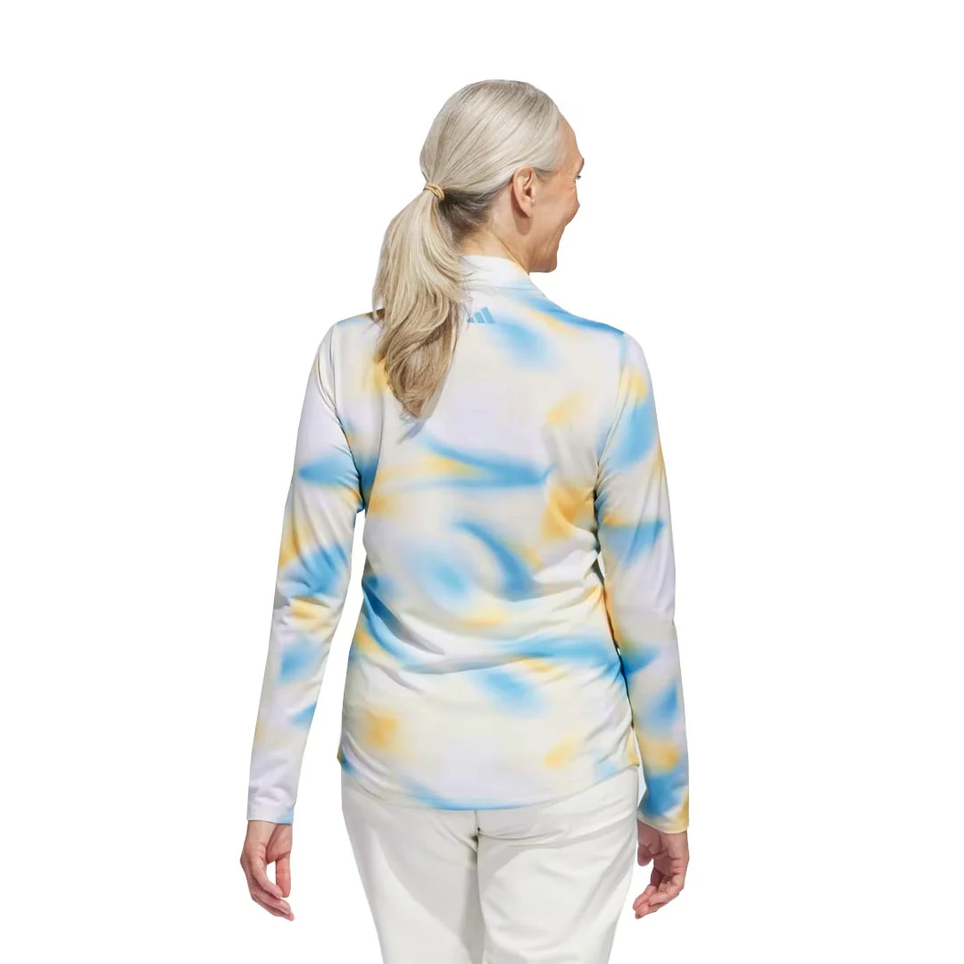 adidas - Women's Ultimate365 Printed 1/4 Zip Mock-Neck Long Sleeve Polo (IP4259) - Image 3