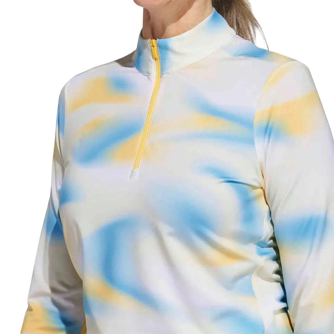 adidas - Women's Ultimate365 Printed 1/4 Zip Mock-Neck Long Sleeve Polo (IP4259) - Image 4