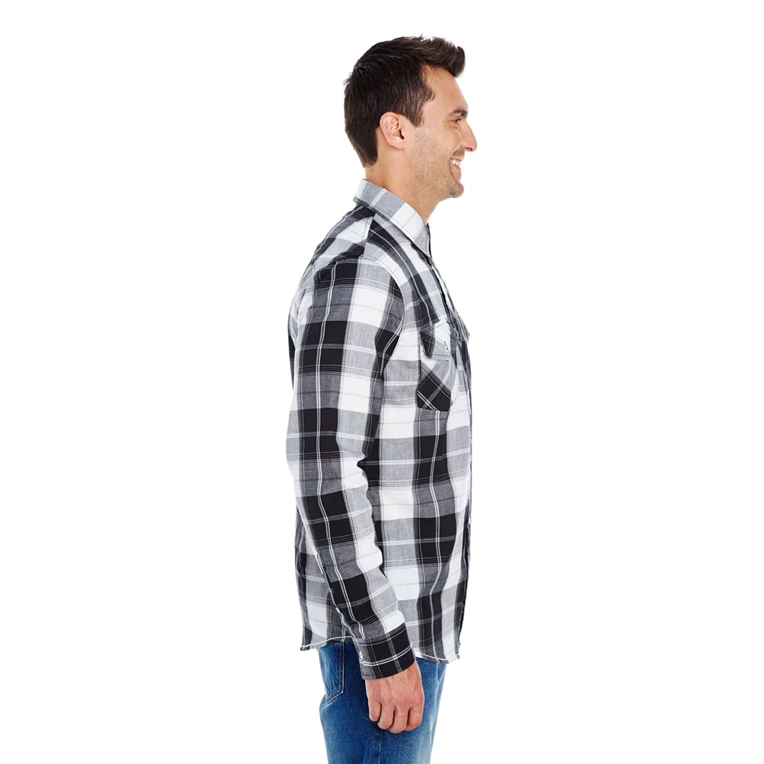 Burnside - Men's Plaid Shirt (8202 WHTBLK) - Image 3