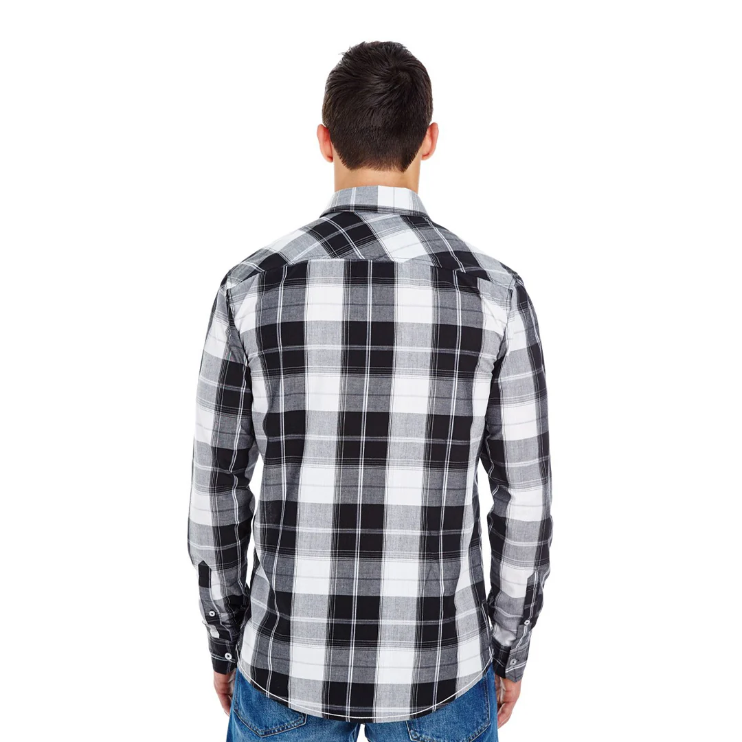 Burnside - Men's Plaid Shirt (8202 WHTBLK) - Image 4