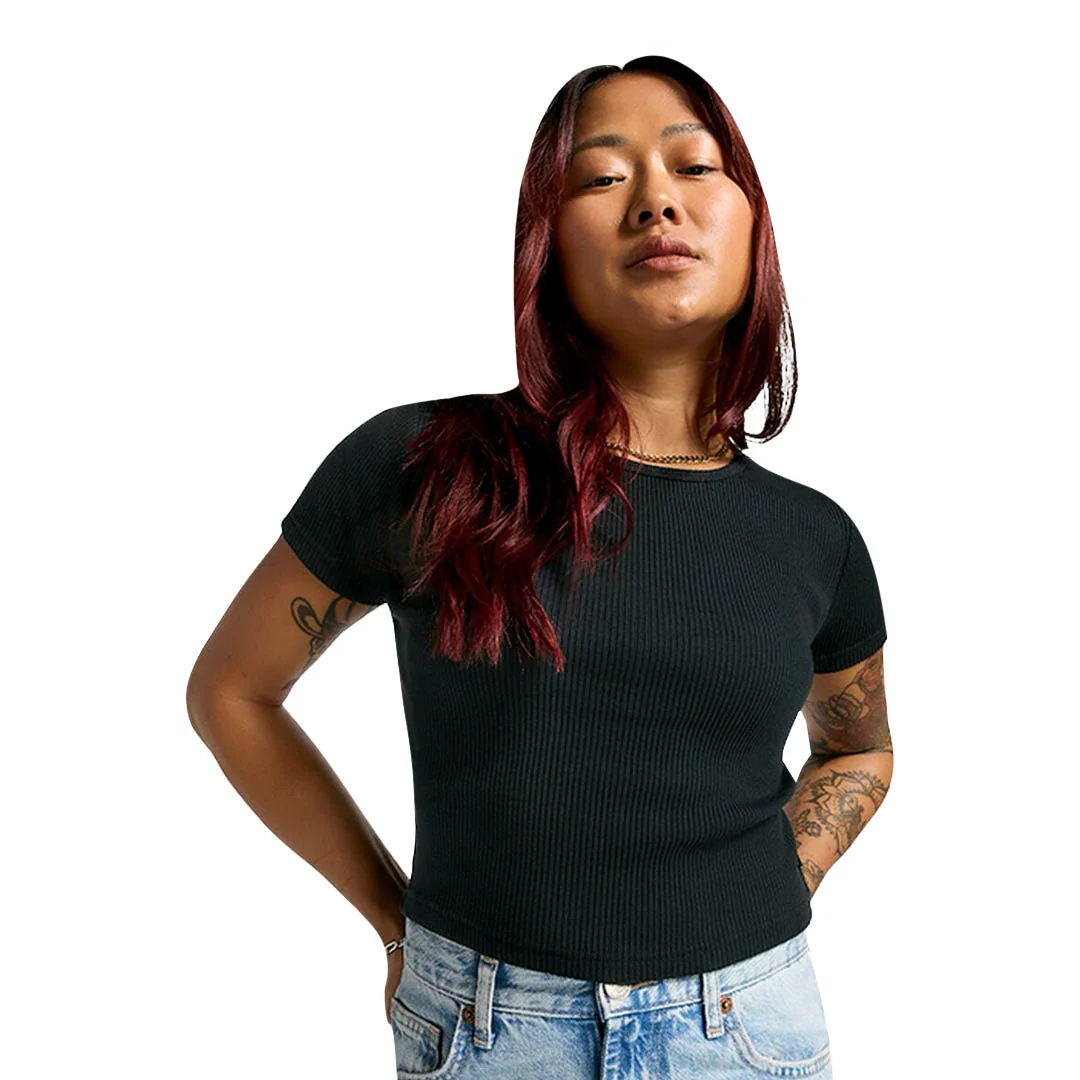 Converse - Women's Ribbed Slim T-Shirt (10027490 A03) - Image 2