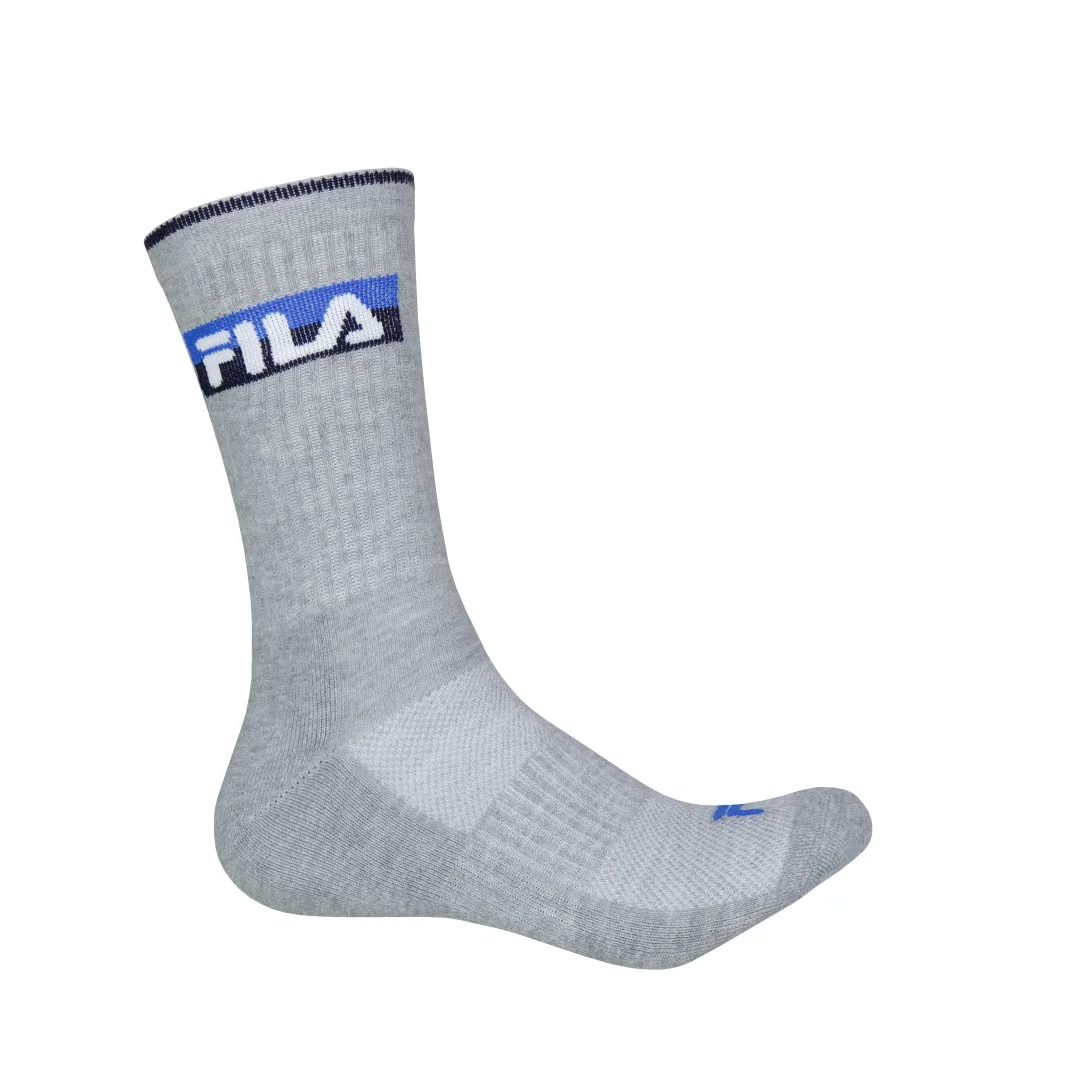 FILA - Men's 3 Pack Athletic Crew Socks (FW0103 BLKWHTGRY) - Image 3