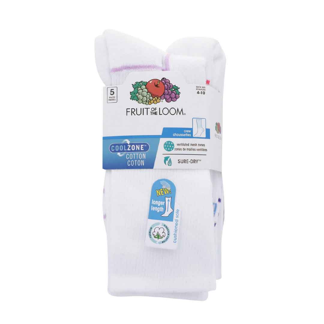 Fruit Of The Loom - Women's 5 Pack Crew Socks (FRW10571M5MQC02-WHT) - Image 3