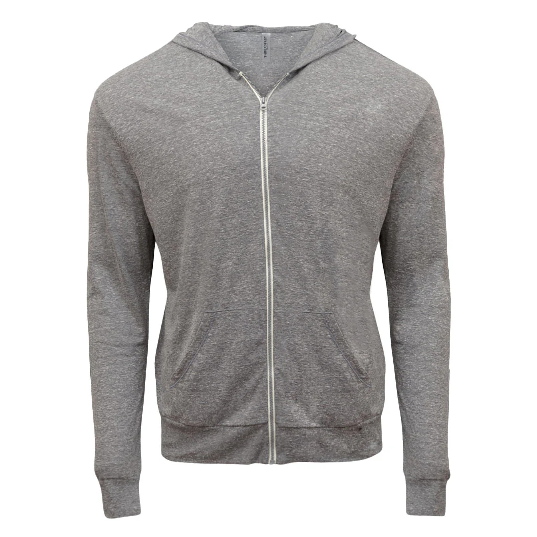 Threadfast - Unisex Lightweight Premium Full Zip Hoodie (302Z GRY02)