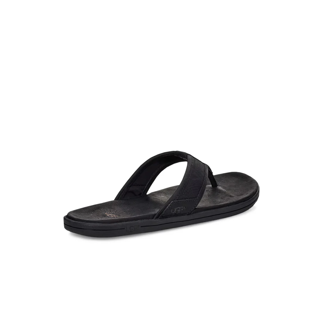 UGG® - Men's Seaside Leather Flip Flop Sandals (1102690-BLK) - Image 4