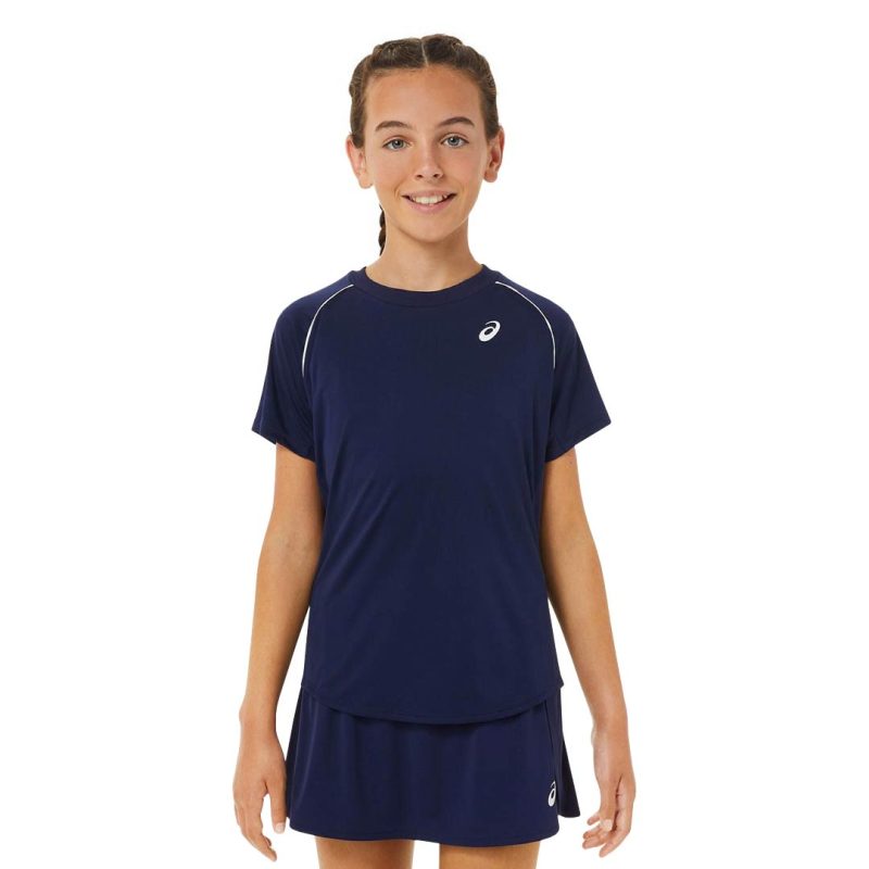 Asics Girls Junior Tennis Short Sleeve T shirt 2044A030 400 2