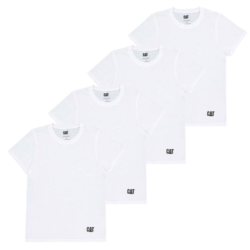 CAT Men s 4 Pack Crew T Shirt 43CT393525TA WHT