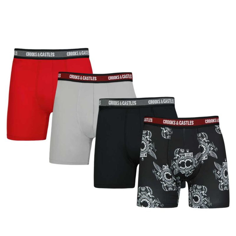 Crooks Castles Men s 4 Pack Boxer Brief UMCC007 TGR 1