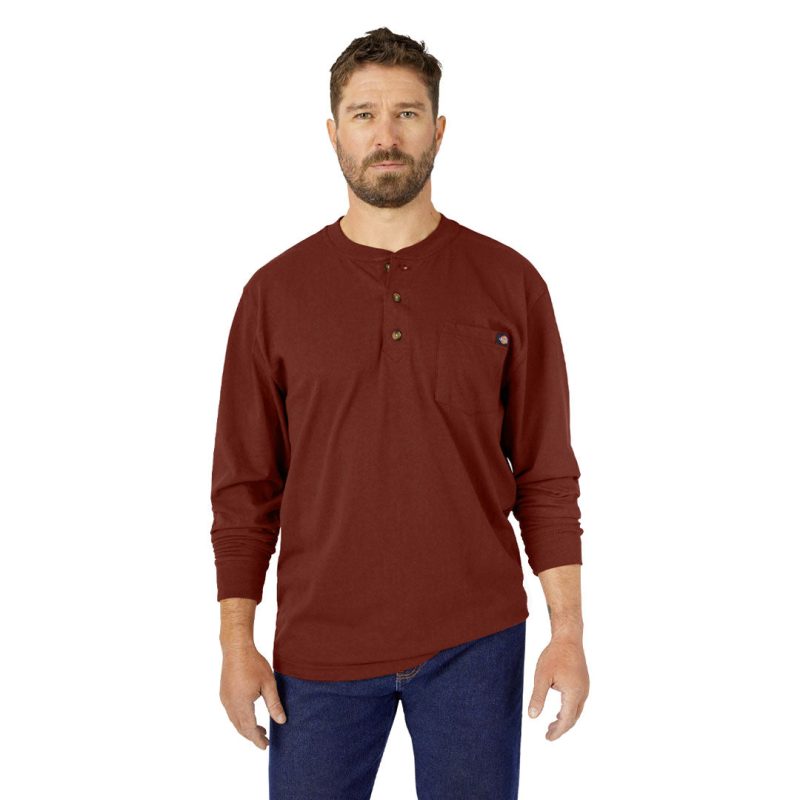 Dickies Men s Heavyweight Long Sleeve Henley T Shirt WL451MB1 01