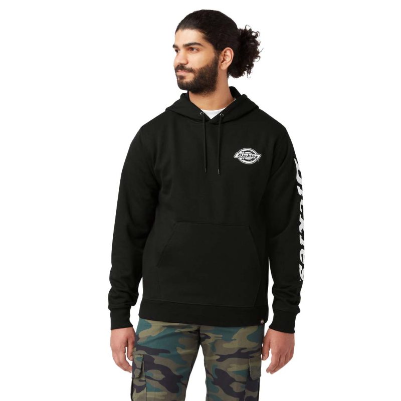 Dickies Men s Logo Sleeve Fleece Hoodie TW395BK 3