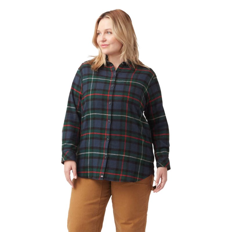 Dickies Women s Long Sleeve Plaid Flannel Shirt Plus Size FLW075A1W 02