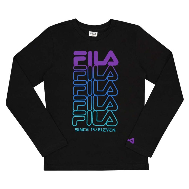 FILA Kids Junior Graphic Long Sleeve T Shirt 82FB39 BLK