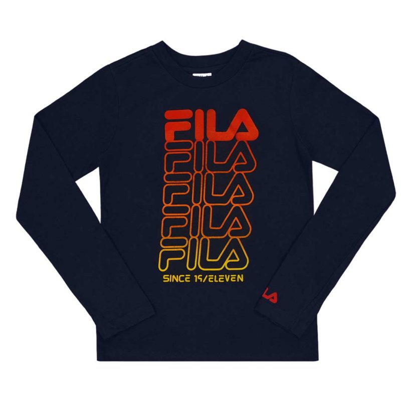 FILA Kids Junior Graphic Long Sleeve T Shirt 82FB39 NVY 1