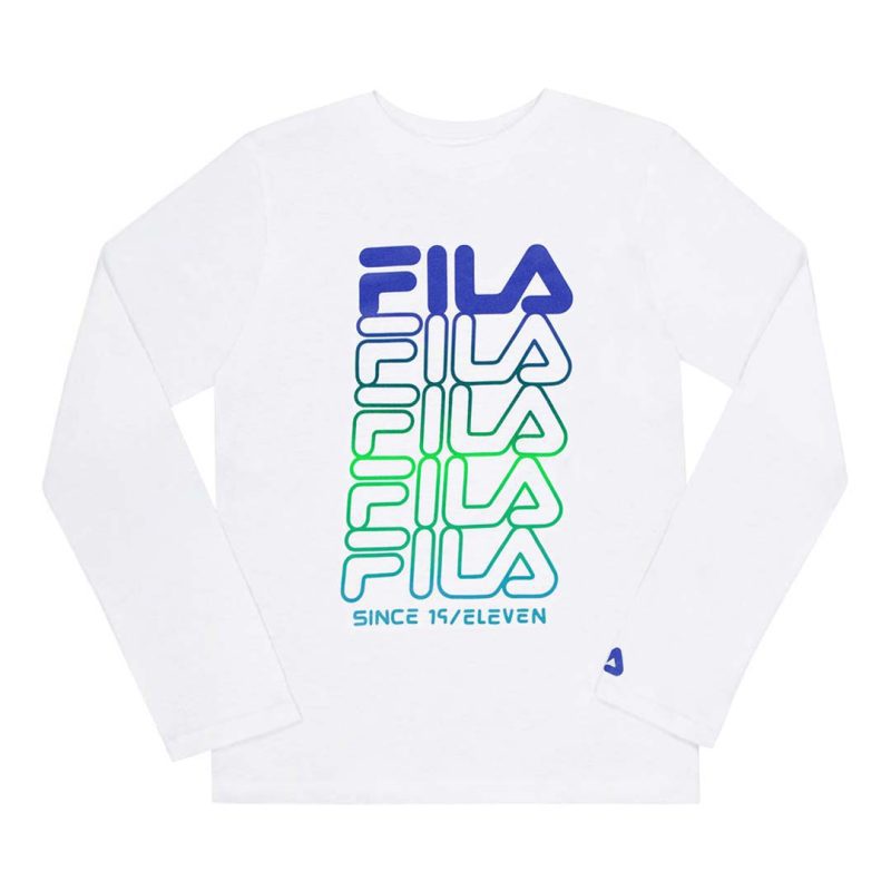 FILA Kids Junior Graphic Long Sleeve T Shirt 82FB39 WHT 1