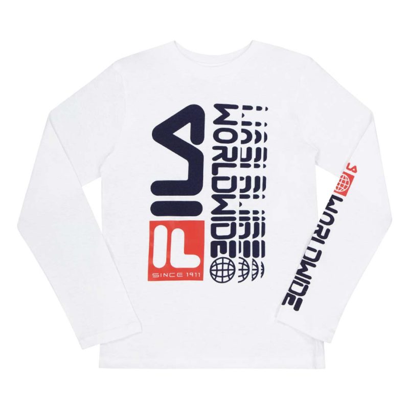 FILA Kids Junior Graphic Long Sleeve T Shirt 82FB40 WHT