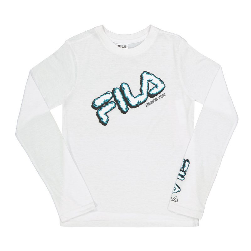 FILA Kids Junior Graphic Long Sleeve T Shirt 82FB44 WHT 01