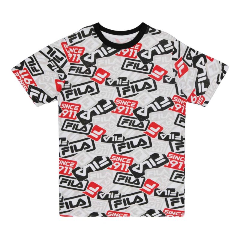 FILA Kids Junior Logo AOP T Shirt 82FA71 BLK 01