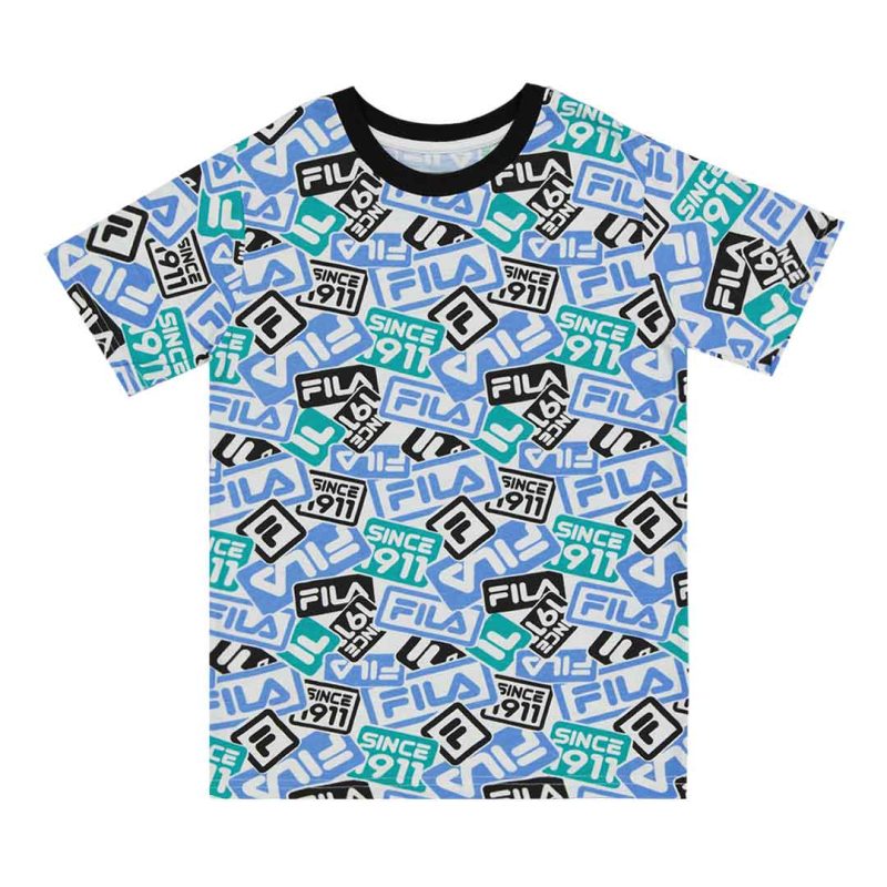 FILA Kids Junior Logo AOP T Shirt 82FA71 BLU 1