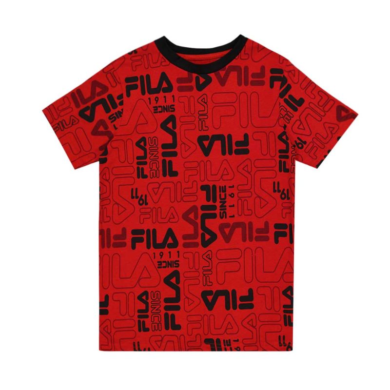 FILA Kids Junior Logo AOP T Shirt 82FB56 RED 1