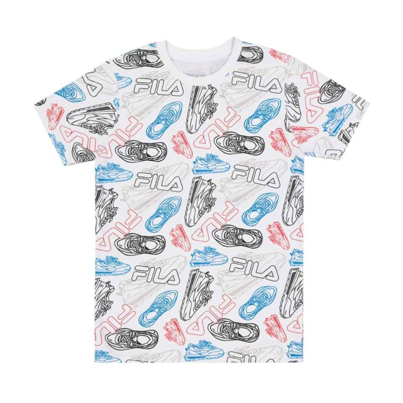 FILA Kids Junior Printed Logo AOP T Shirt 82FB95 NVY 1