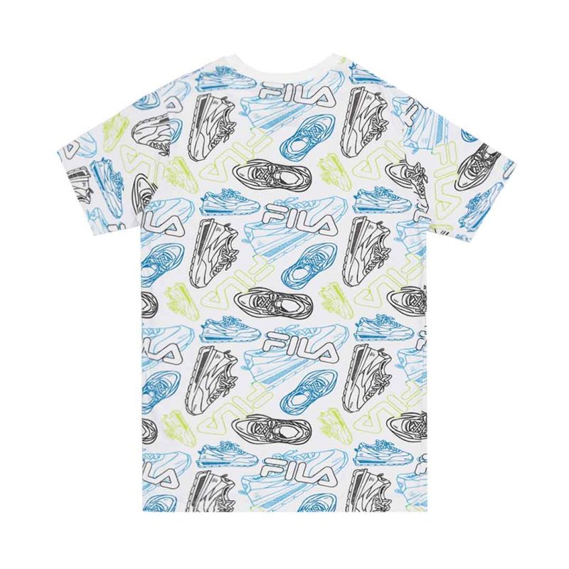 FILA Kids Junior Printed Logo AOP T Shirt 82FB95 WHT 2