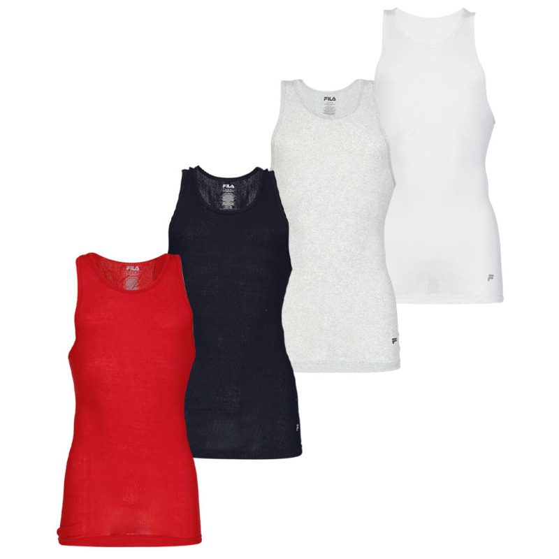 FILA Men s 4 Pack Athletic Tank Top FM0038CT MULTIRED