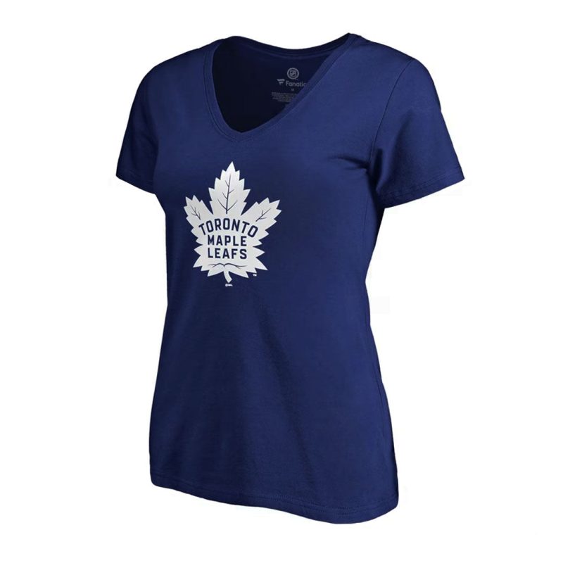 Fanatics Women s Toronto Maple Leafs Primary Logo V Neck T Shirt 3A40 4506 2GZ 71M 01