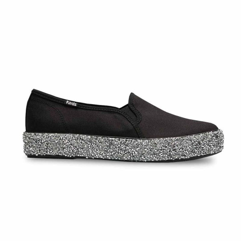 Keds Women s Triple Decker Rock Salt Glitter Slip On Shoes WF66737 01