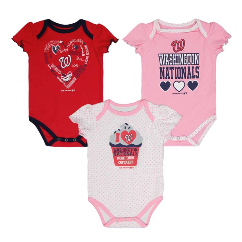 MLB Kids Infant Washington Nationals 3pc Short Bodysuits KW32DBK 28 01