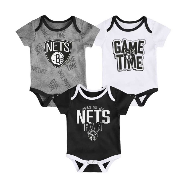 NBA Kids Infant Brooklyn Nets Game Time 3 Piece Short Sleeve Creeper Set HK2I1FEFB NYN