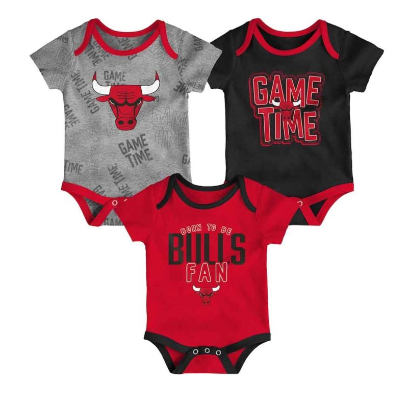 NBA Kids Infant Chicago Bulls Game Time 3 Pack Short Sleeve Creeper Set HK2I1FEFB BUL 1