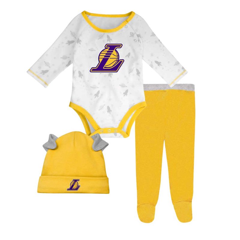 NBA Kids Infant Los Angeles Lakers Dream Team Creeper Pant Hat Set HK2N1FE7D LAK 1