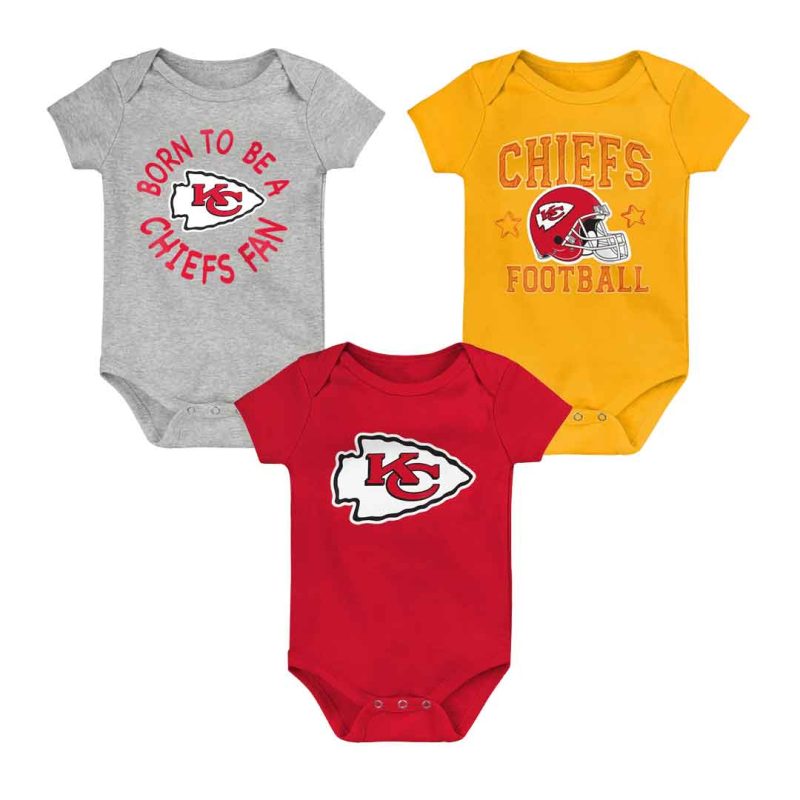 NFL Kids Infant Kansas City Chiefs Born To Be 3 Pack Creeper Set HK1N1FGA7 CHI 1