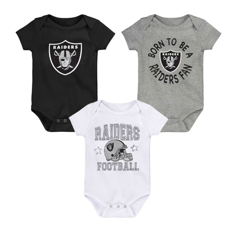 NFL Kids Infant Las Vegas Raiders Born To Be 3 Pack Creeper Set HK1N1FGA7 RAI