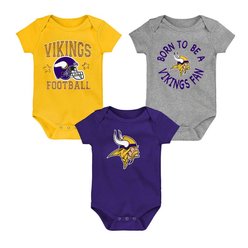 NFL Kids Infant Minnesota Vikings Born To Be 3 Pack Creeper Set HK1N1FGA7 VIK