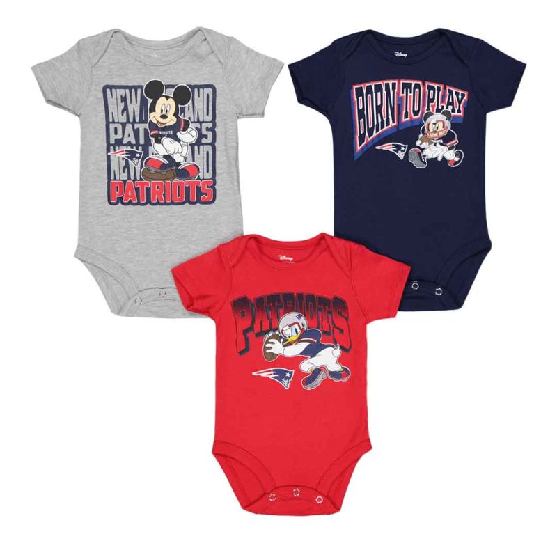 NFL Kids Infant New England Patriots 3 Pack Disney Game Time Frenzy Creeper Set HK1N1FF3U PAT 1