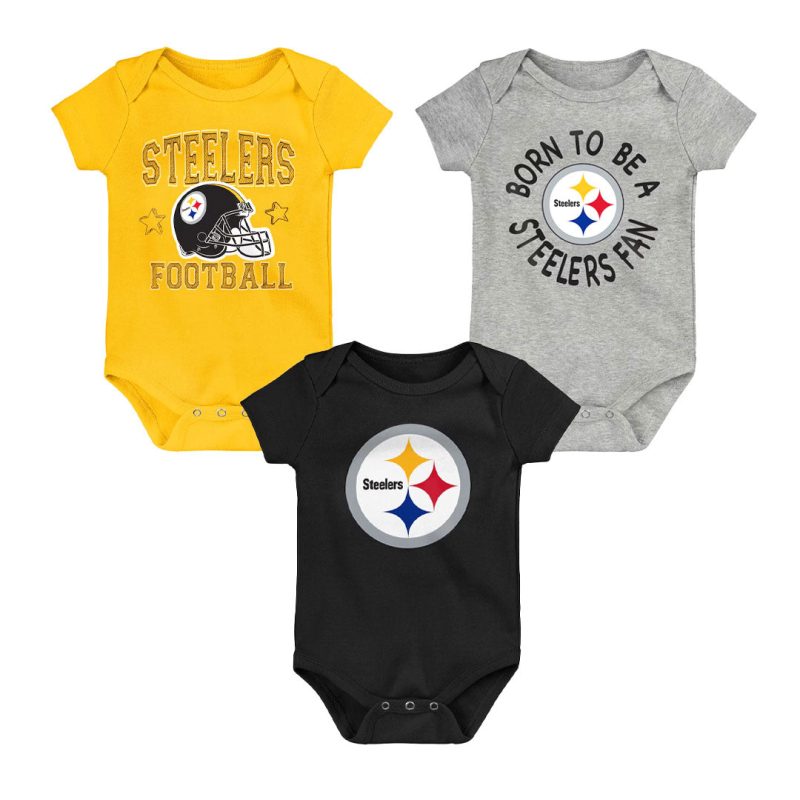 NFL Kids Infant Pittsburgh Steelers Born To Be 3 Pack Creeper Set HK1I1FGA7 STE 01