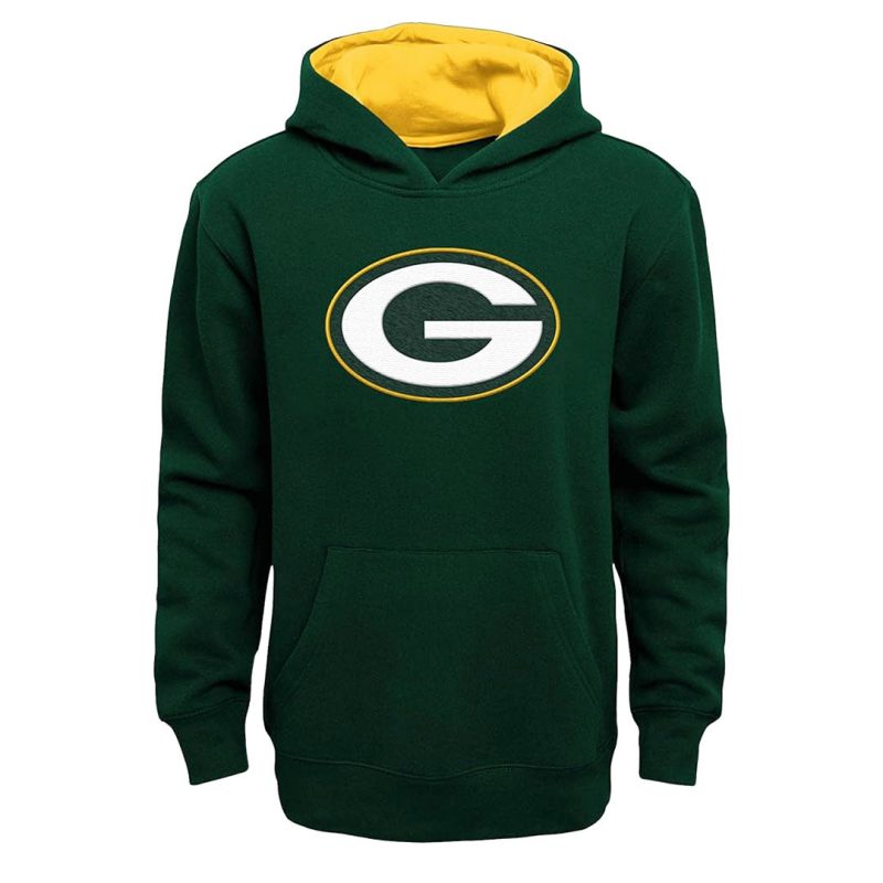 NFL Kids Junior Green Bay Packers Prime Pullover Fleece Hoodie HK1B78639 PCK 01