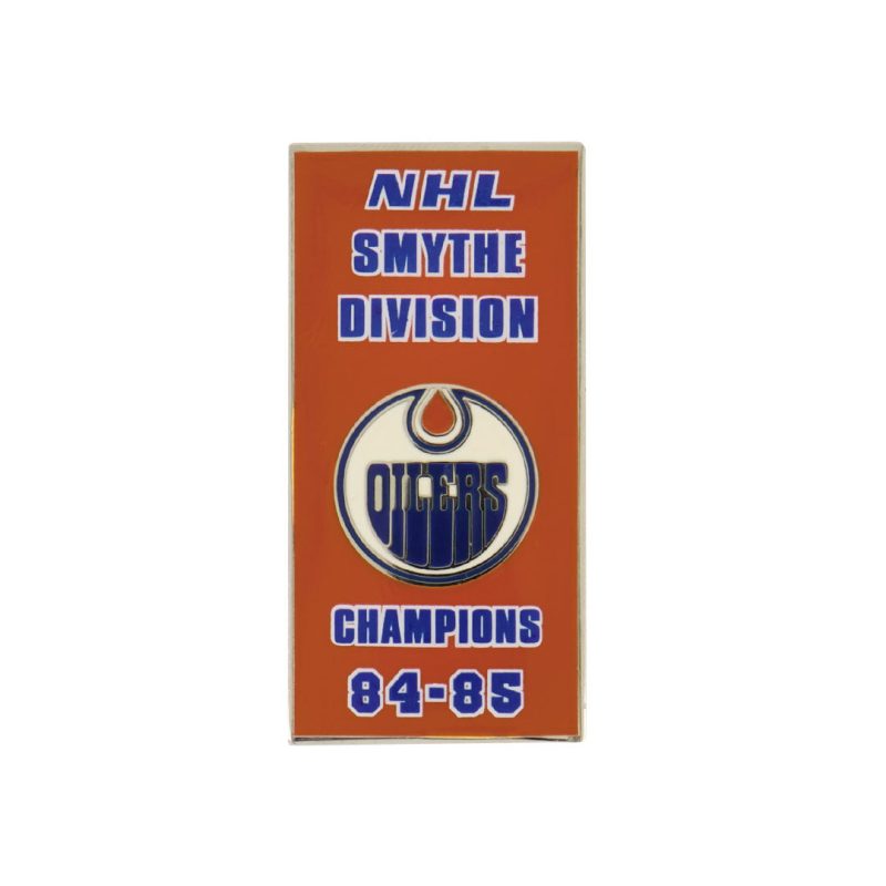 NHL EdmontonOilers1985SmytheDivisionBannerPinStickyBack OILSMY85S 01