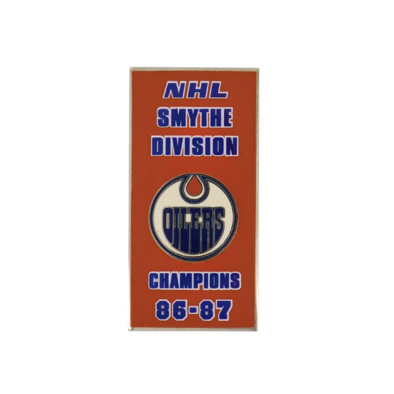 NHL EdmontonOilers1987SmytheDivisionBannerPinStickyBack OILSMY87S 01