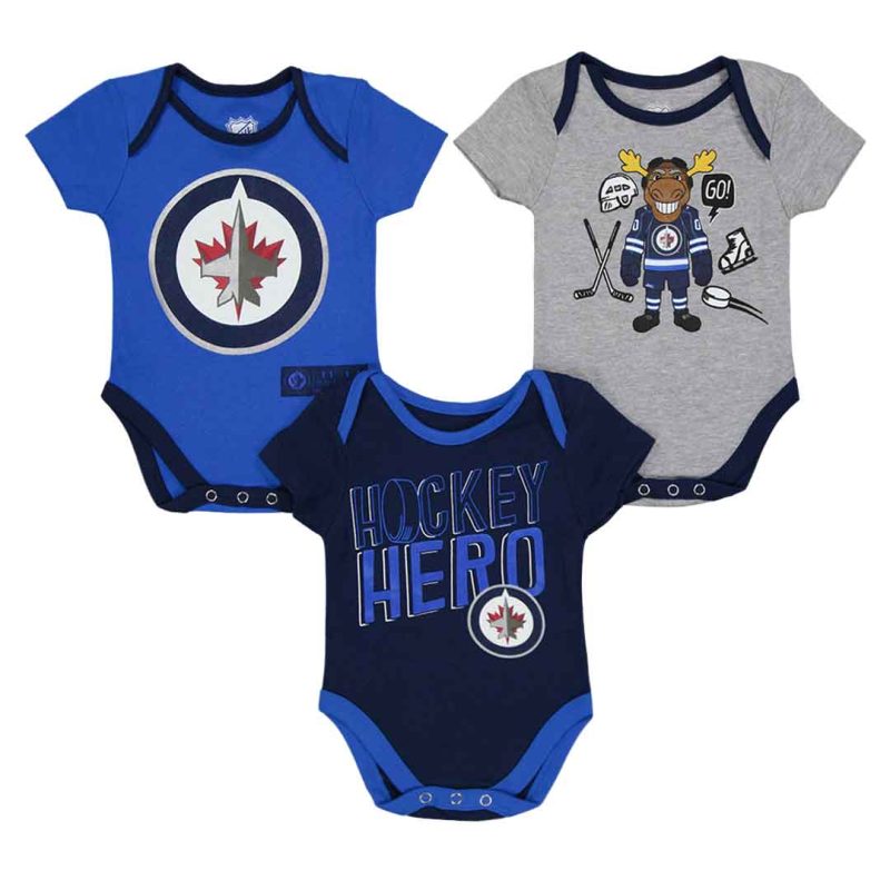 NHL Kids Infant Winnipeg Jets 3 Pack Triple Clappers Creeper Set HK5N1FC2Y WNP 1